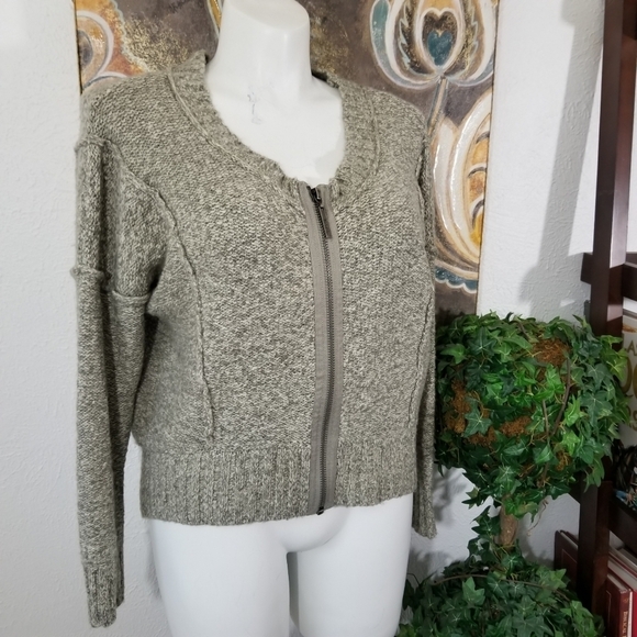 Kensie Sz M Cotton Blend Zip Front Long Sleeve Kni - Picture 1 of 8